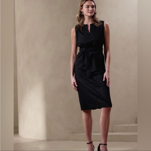 Banana Republic Dresses & Skirts - NWT! BANANA REPUBLIC BLACK LINEN-COTTON MIDI SHIFT DRESS - Multiple Sizes